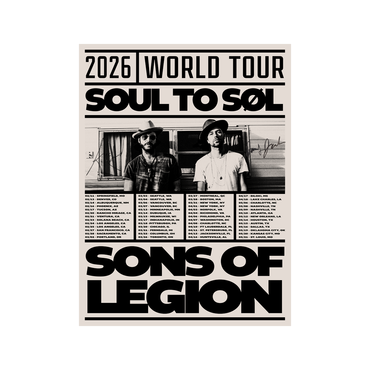 AUTOGRAPHED - Soul To SØL World Tour Poster - Sons of Legion Official Merchandise